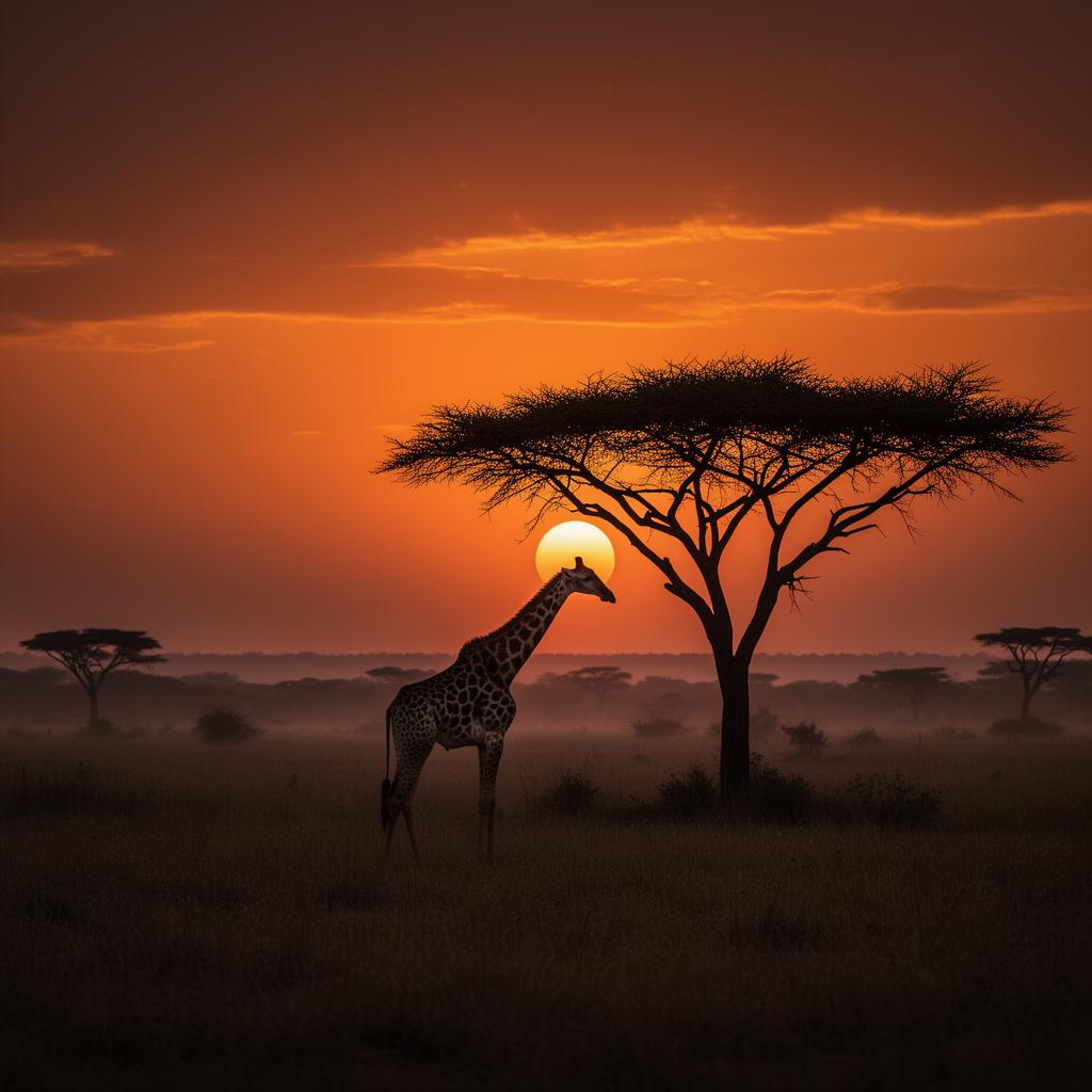 Giraffe at sunset